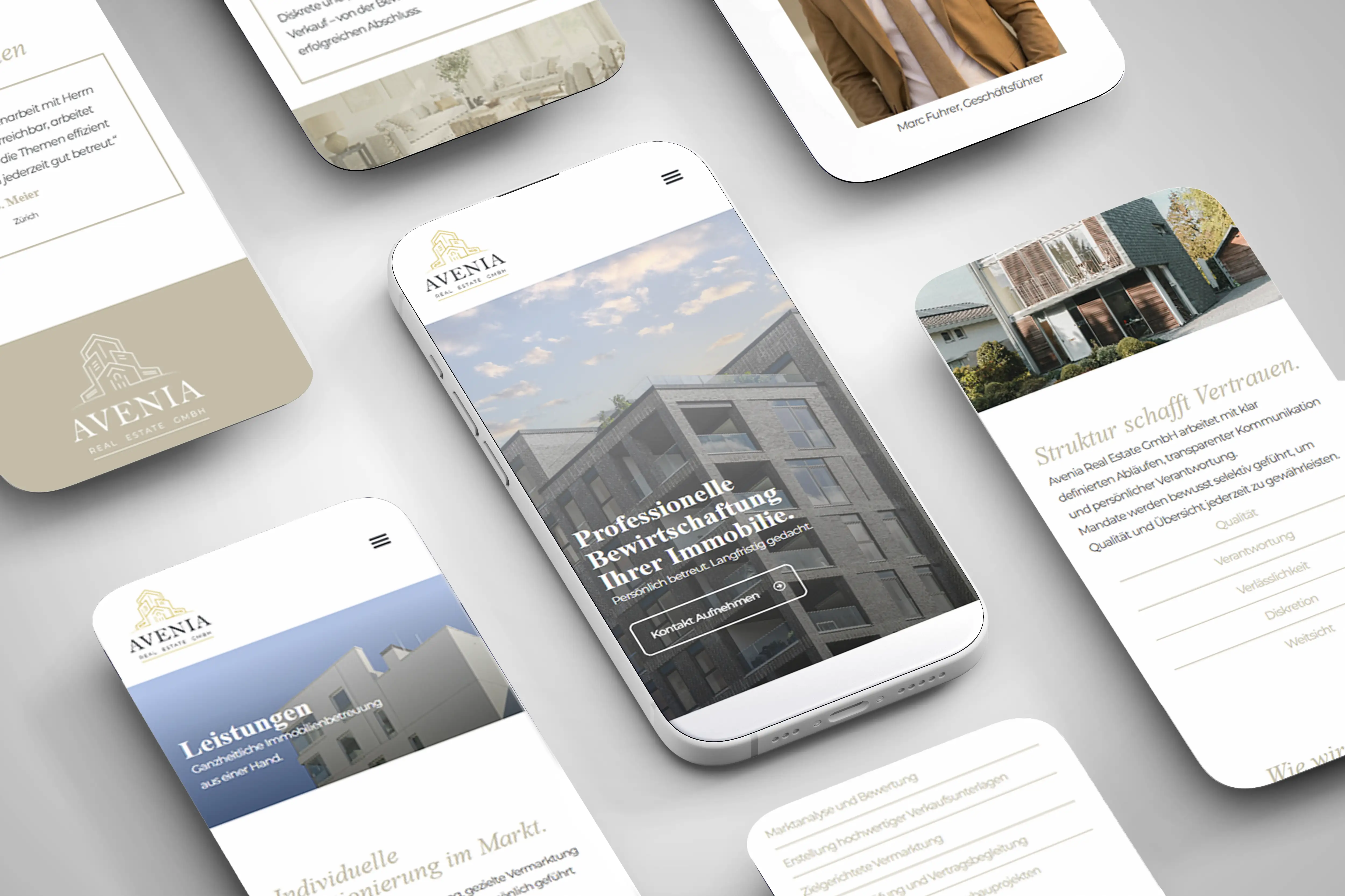 Avenia website responsive screen collection